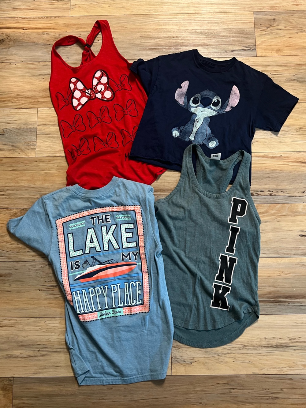 Set of 4- Size XSmall - Lake - Nike Tank - Blue Cropped Stitch & Red Minnie Tank
